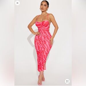 Vibrant Strapless Pink Dress